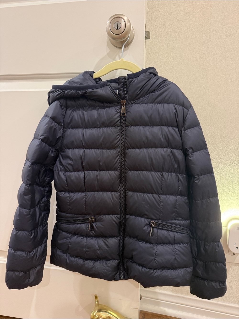Moncler Kids Navy Hooded Quilted Puffer Jacket